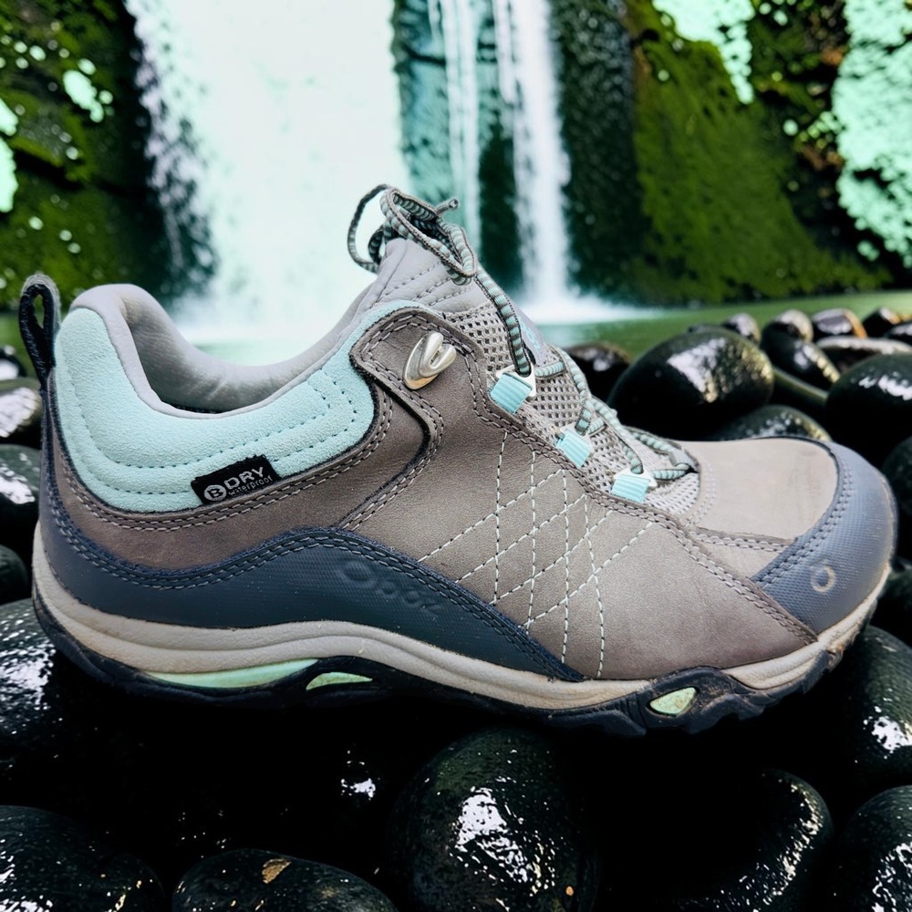 Oboz Bridger Low B-DRY Waterproof Hiking Shoes Gray Blue Wide Mens 7.5W
